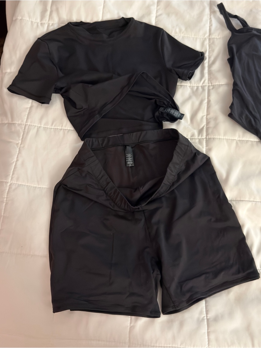 SKIMS SWIM CROP TOP SMALL AND BIKE SHORTS MEDIUM